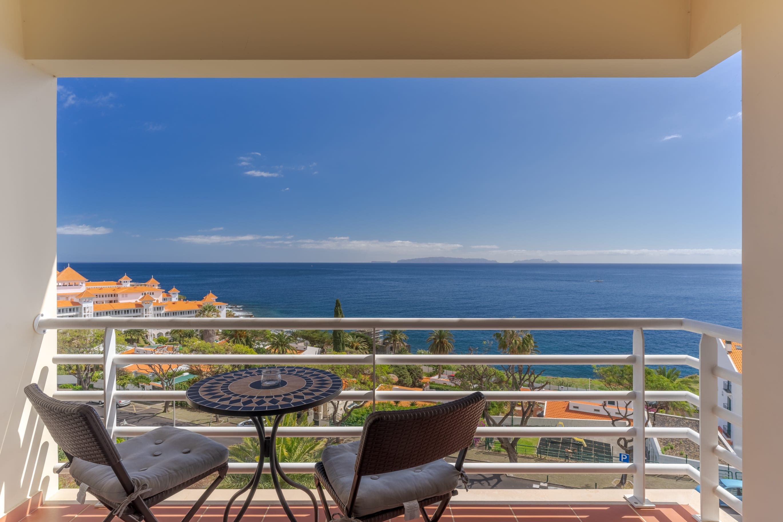 Balcony with panoramic Atlantic Ocean and hillside view